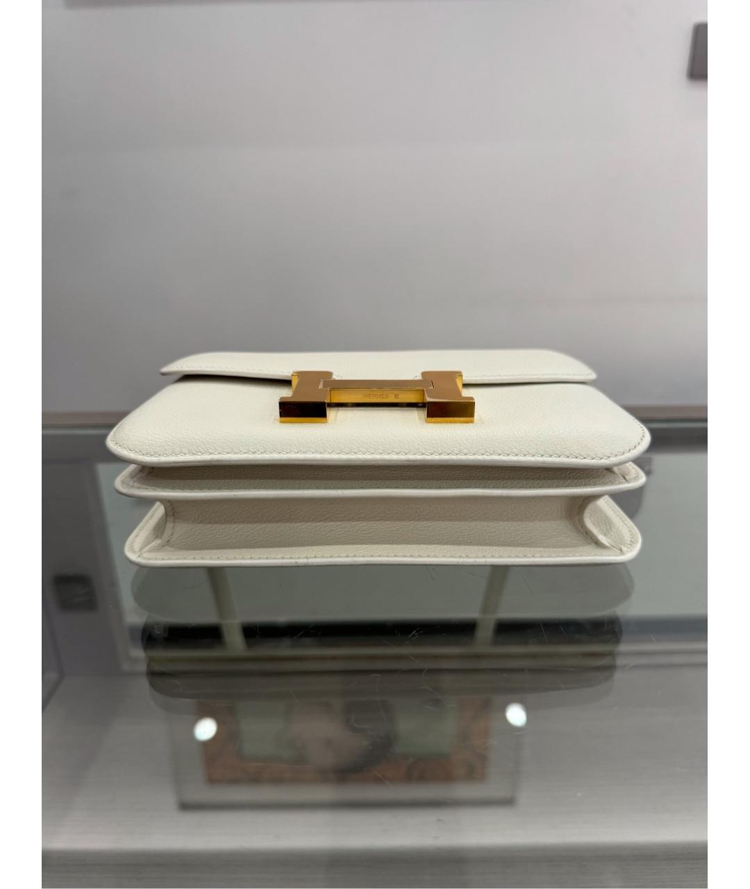 HERMES Белая кожаная сумка через плечо, фото 5
