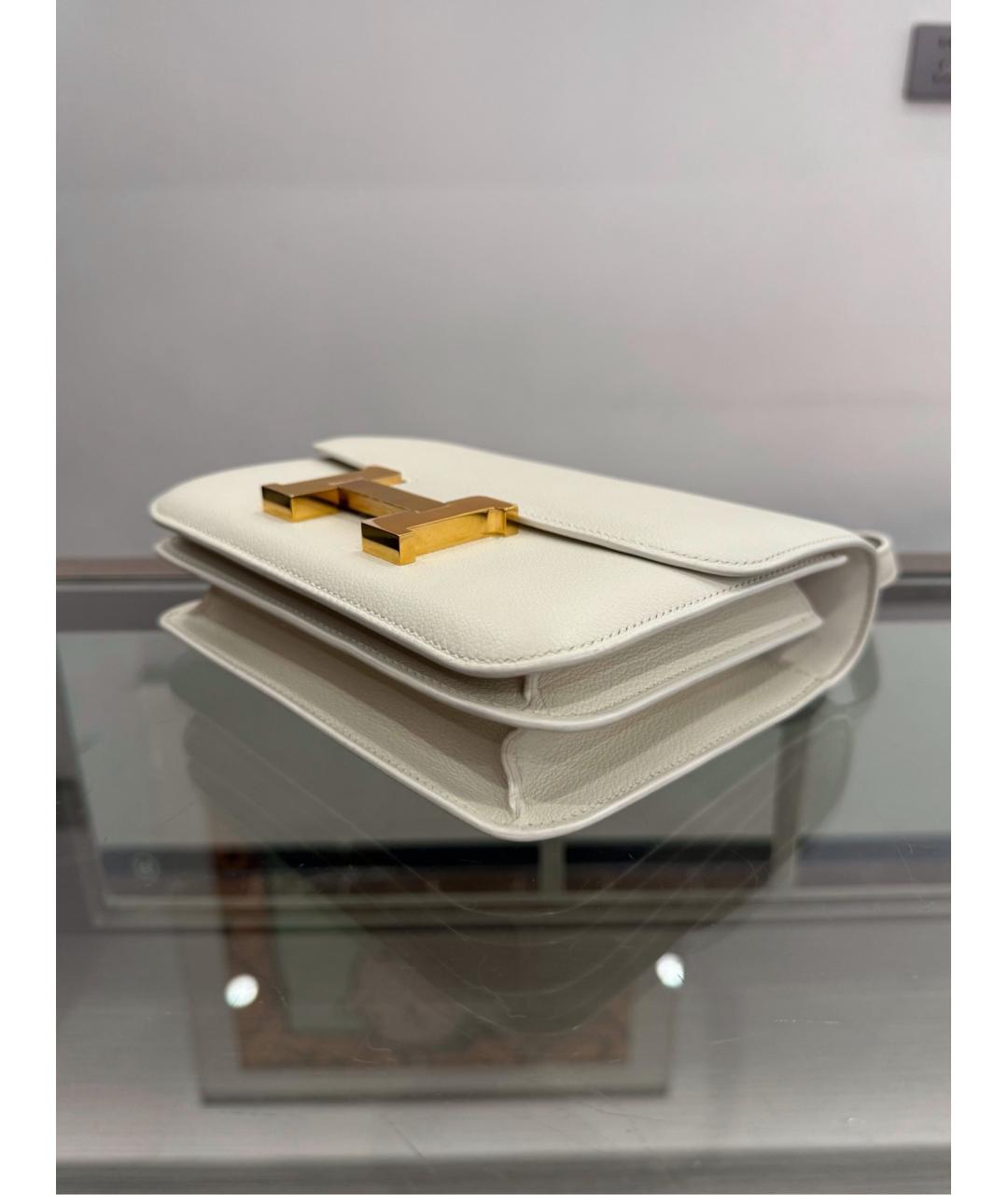 HERMES Белая кожаная сумка через плечо, фото 7