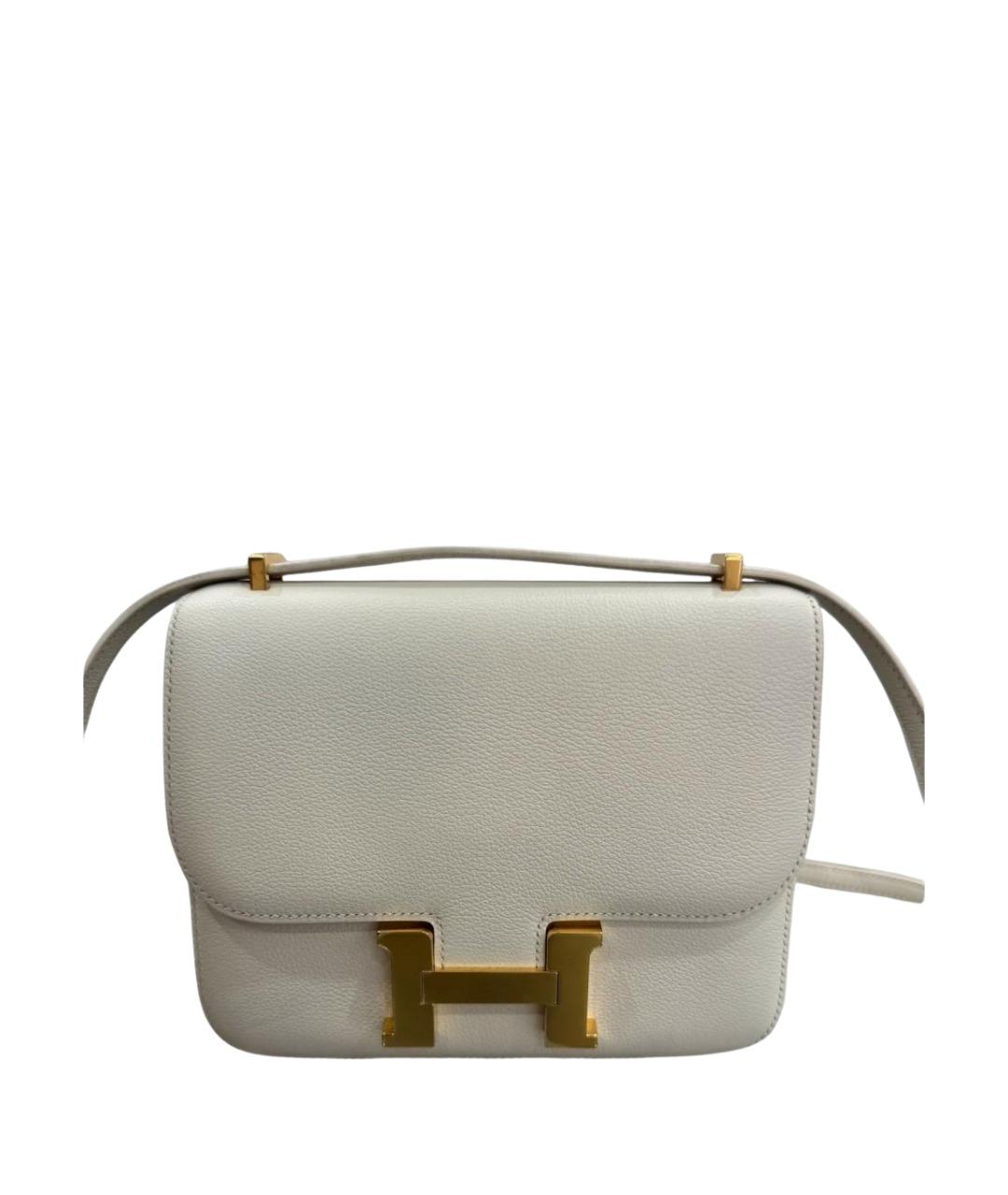 HERMES Белая кожаная сумка через плечо, фото 1