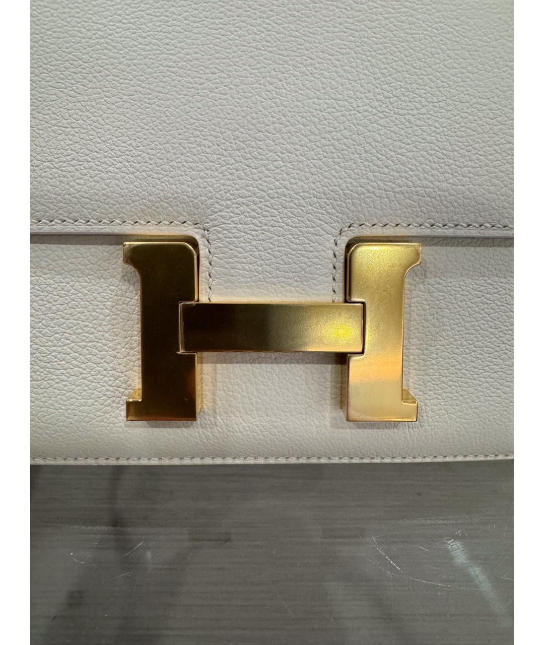 HERMES Белая кожаная сумка через плечо, фото 4