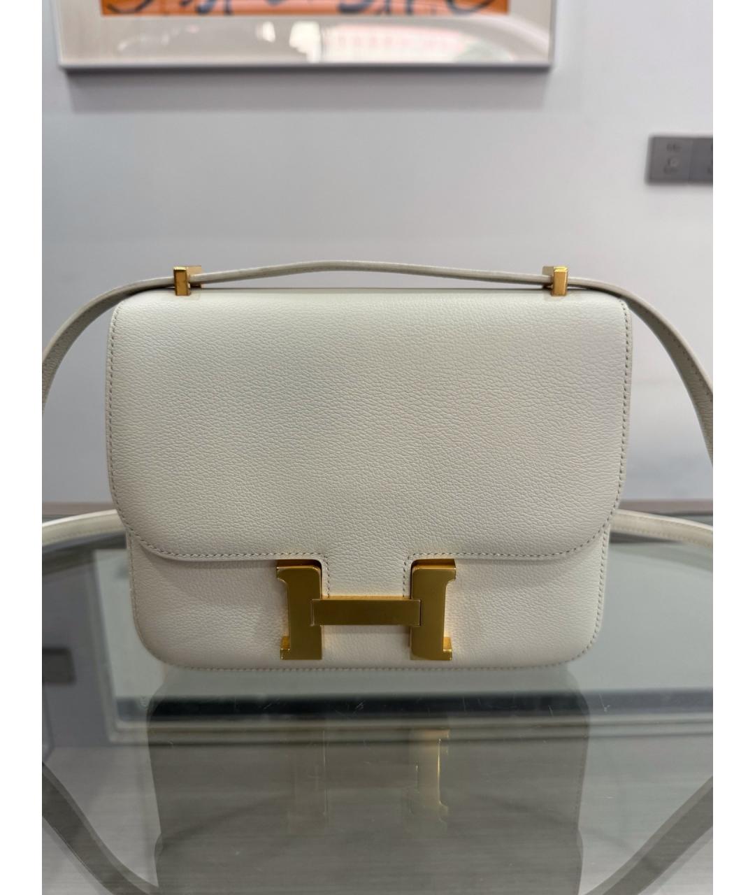 HERMES Белая кожаная сумка через плечо, фото 9