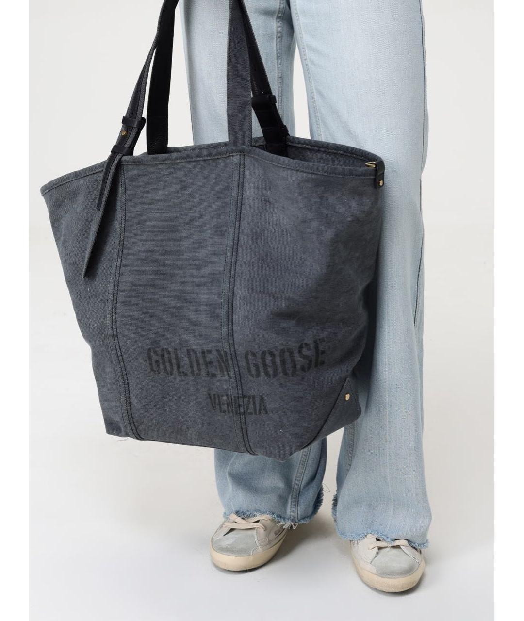 GOLDEN GOOSE DELUXE BRAND Антрацитовая деним сумка тоут, фото 2