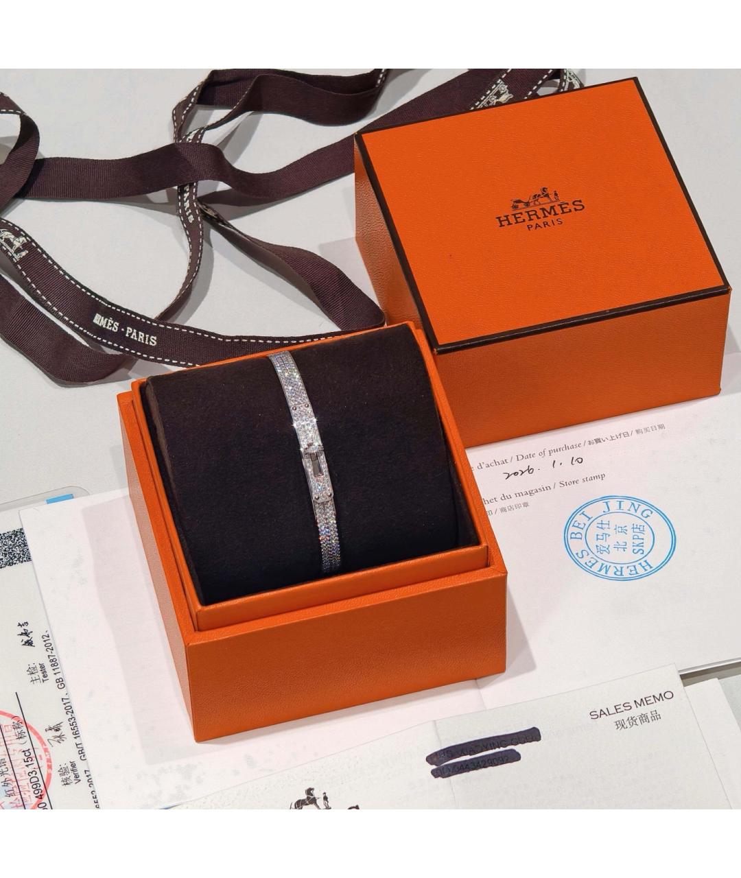 HERMES Серебрянный браслет из белого золота, фото 3