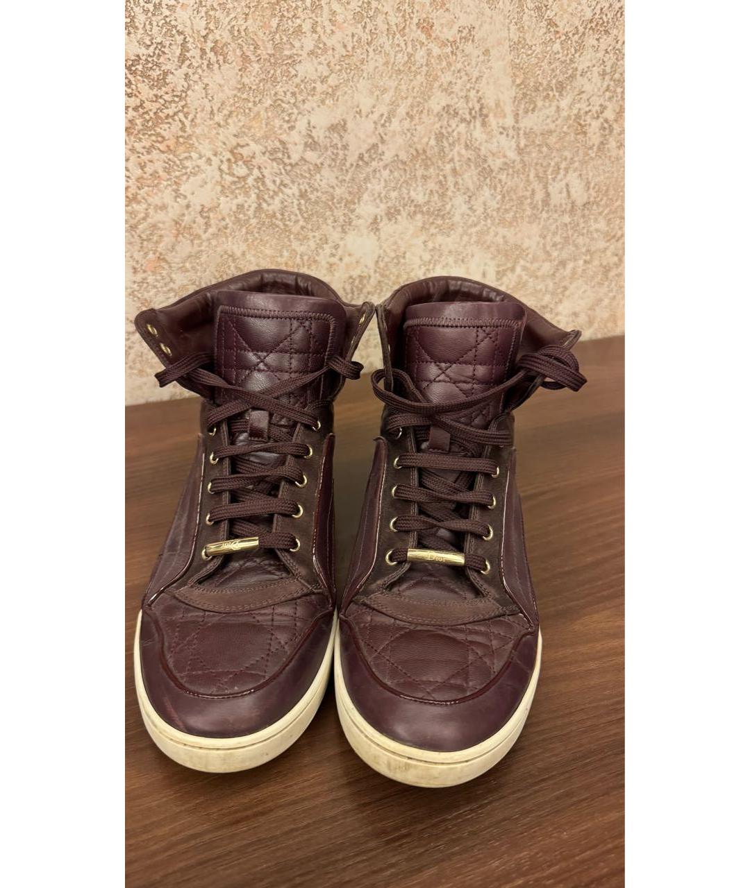 CHRISTIAN DIOR Бордовые кожаные кеды, фото 2