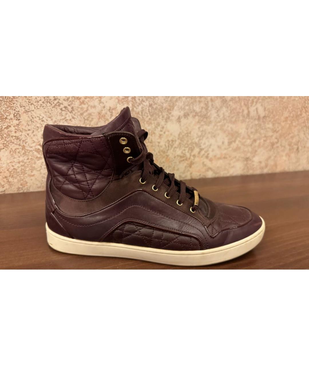 CHRISTIAN DIOR Бордовые кожаные кеды, фото 5