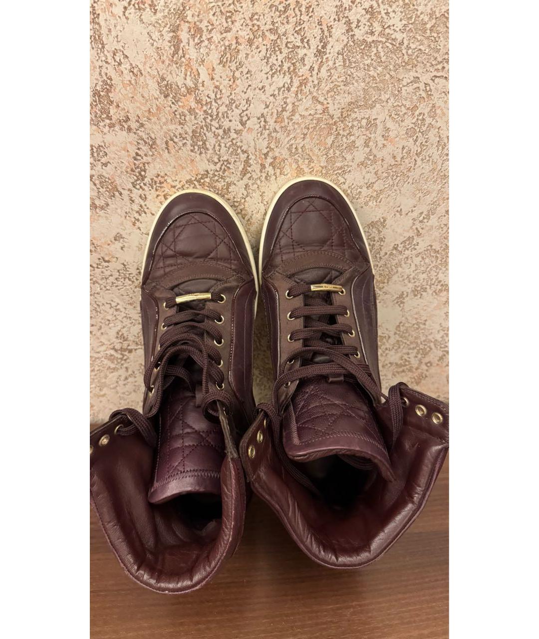 CHRISTIAN DIOR Бордовые кожаные кеды, фото 3