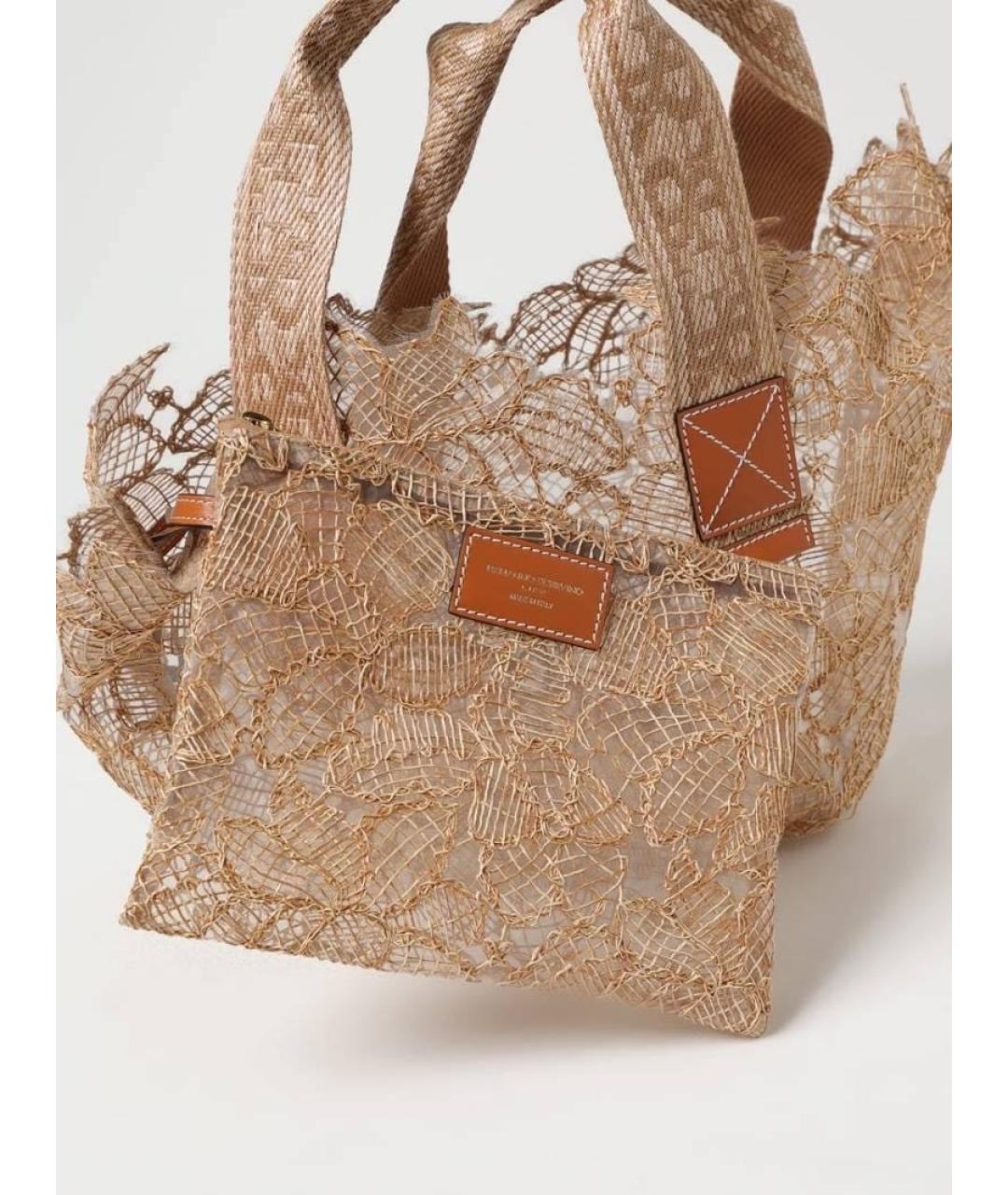 ERMANNO SCERVINO Бежевая пелетеная сумка с короткими ручками, фото 4