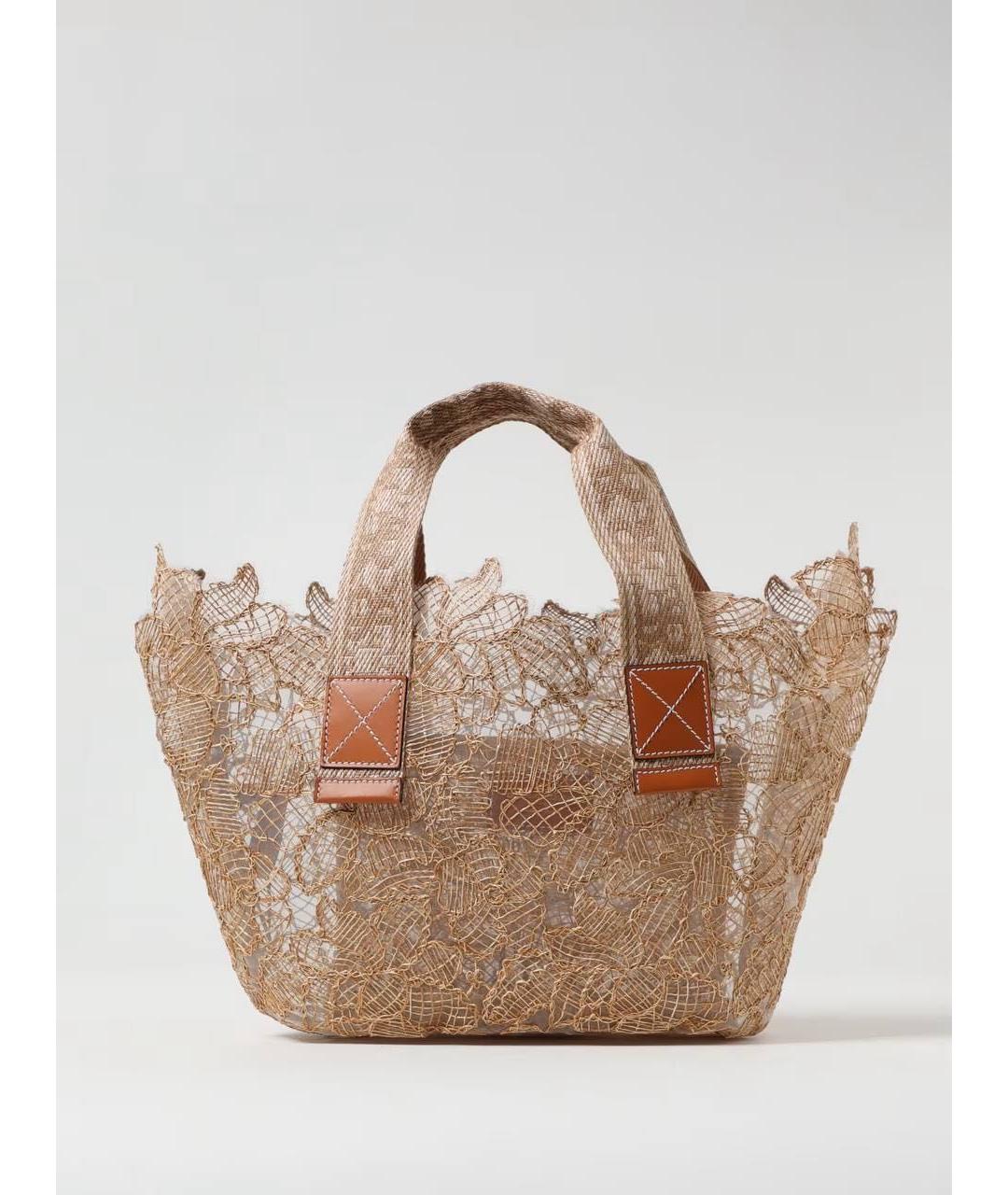 ERMANNO SCERVINO Бежевая пелетеная сумка с короткими ручками, фото 5