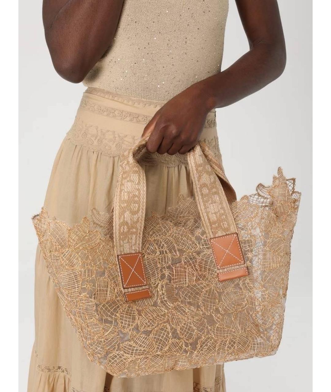 ERMANNO SCERVINO Бежевая пелетеная сумка с короткими ручками, фото 3