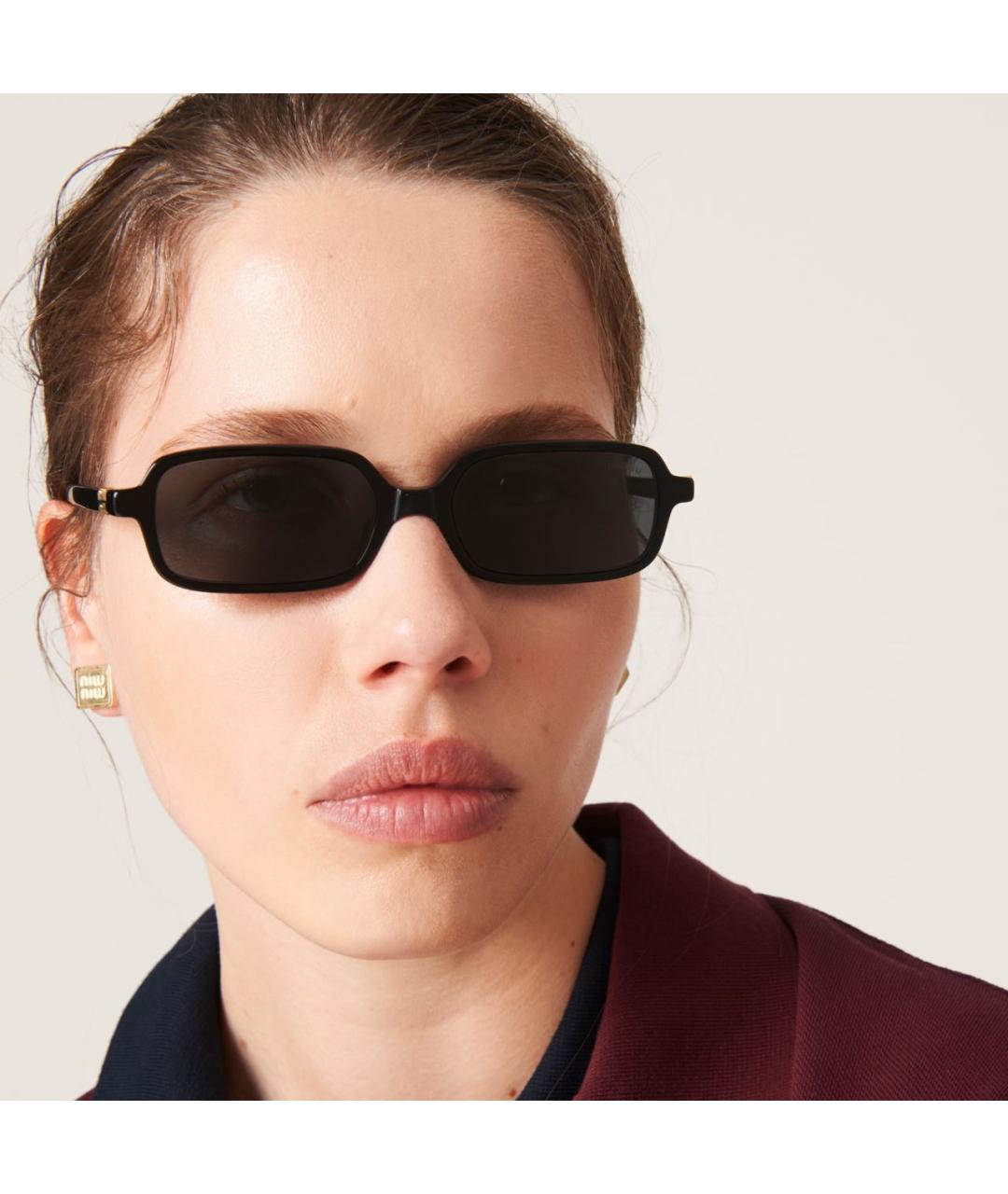 MIU MIU Черные пластиковые солнцезащитные очки, фото 2