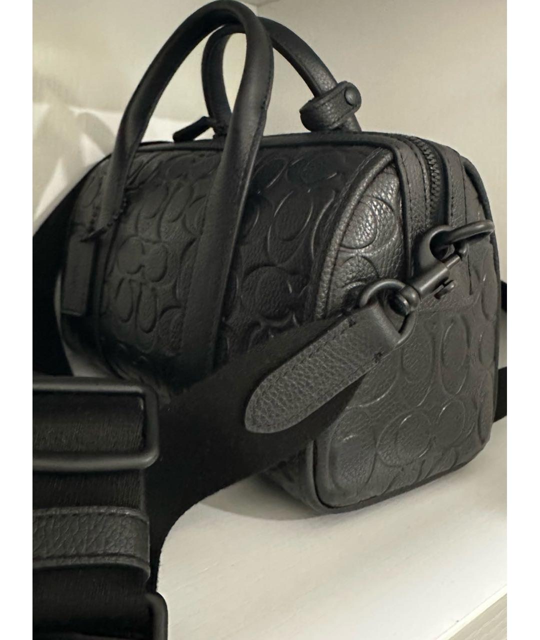 COACH Черная кожаная сумка с короткими ручками, фото 6