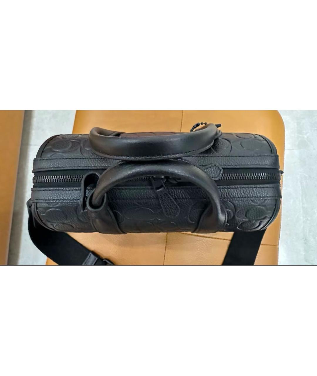 COACH Черная кожаная сумка с короткими ручками, фото 8