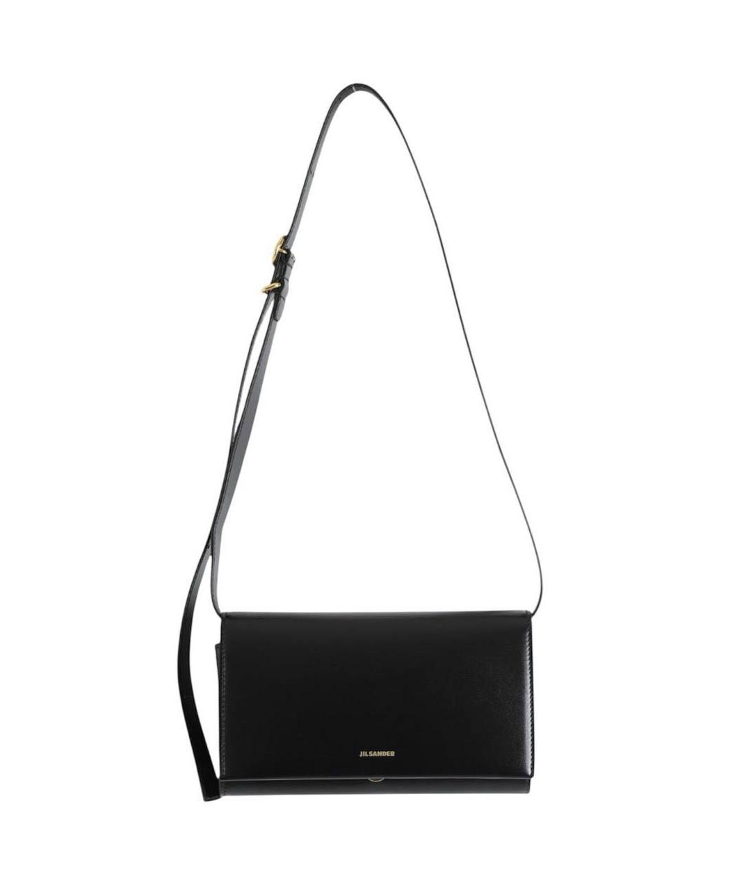 JIL SANDER Черная кожаная сумка через плечо, фото 1