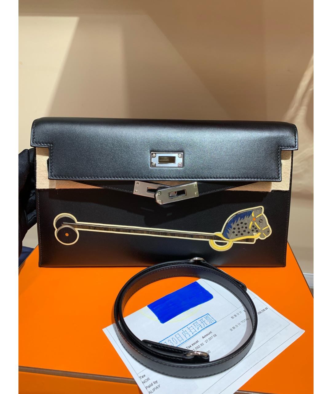 HERMES Черная кожаная сумка через плечо, фото 2