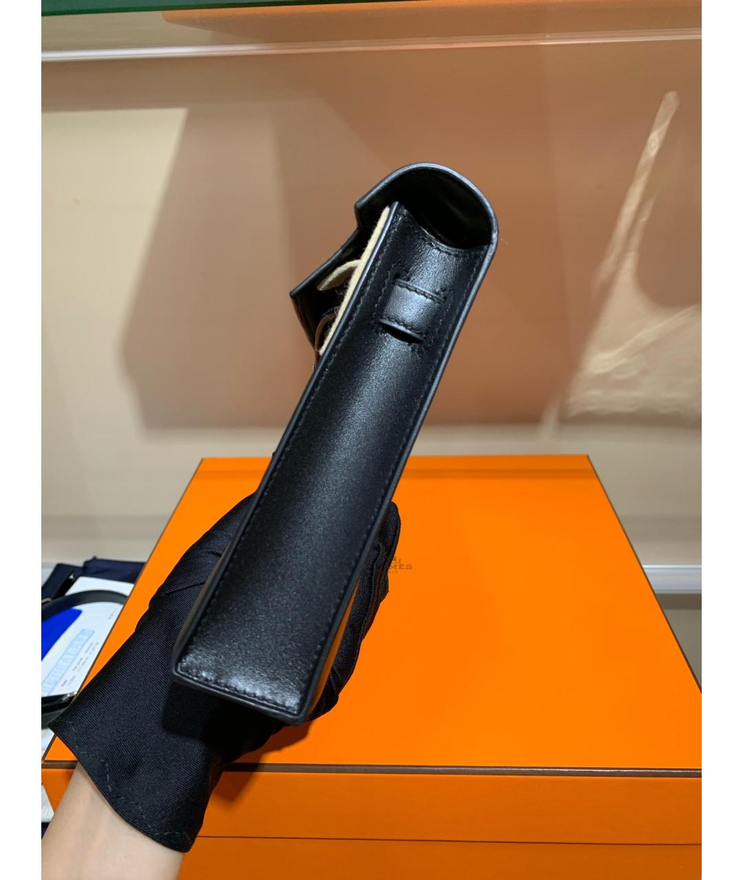 HERMES Черная кожаная сумка через плечо, фото 4