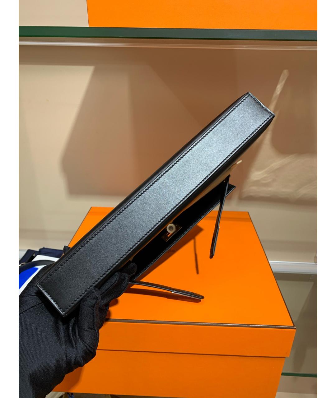 HERMES Черная кожаная сумка через плечо, фото 6