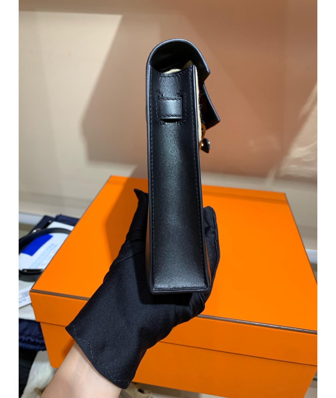 HERMES Черная кожаная сумка через плечо, фото 5