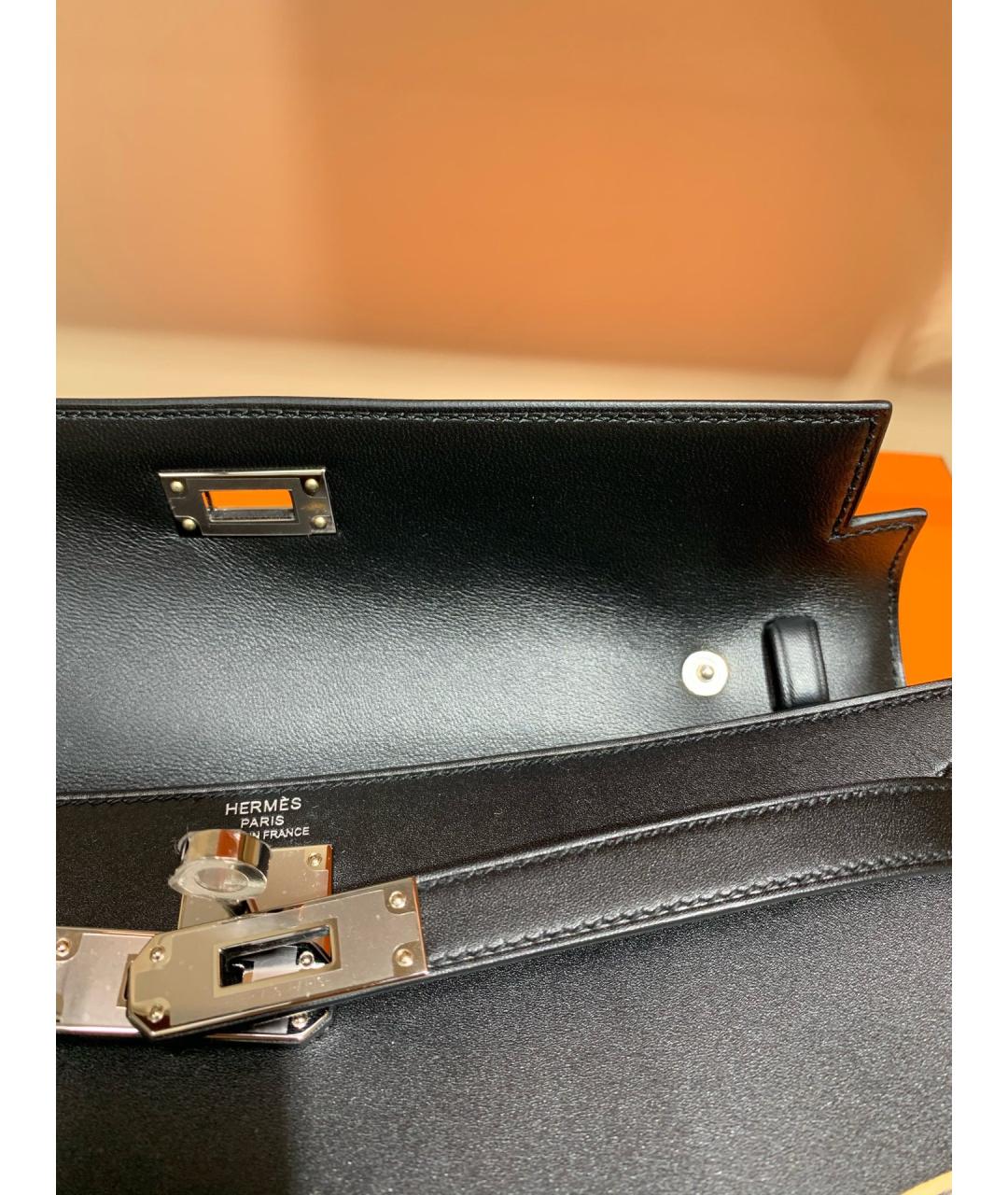 HERMES Черная кожаная сумка через плечо, фото 7