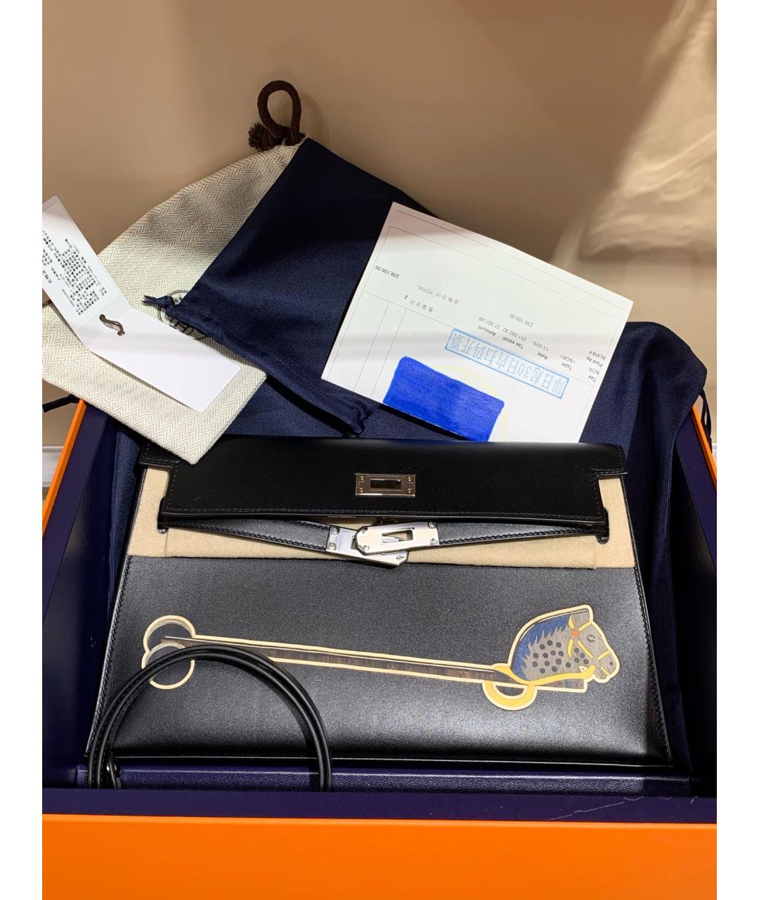 HERMES Черная кожаная сумка через плечо, фото 10