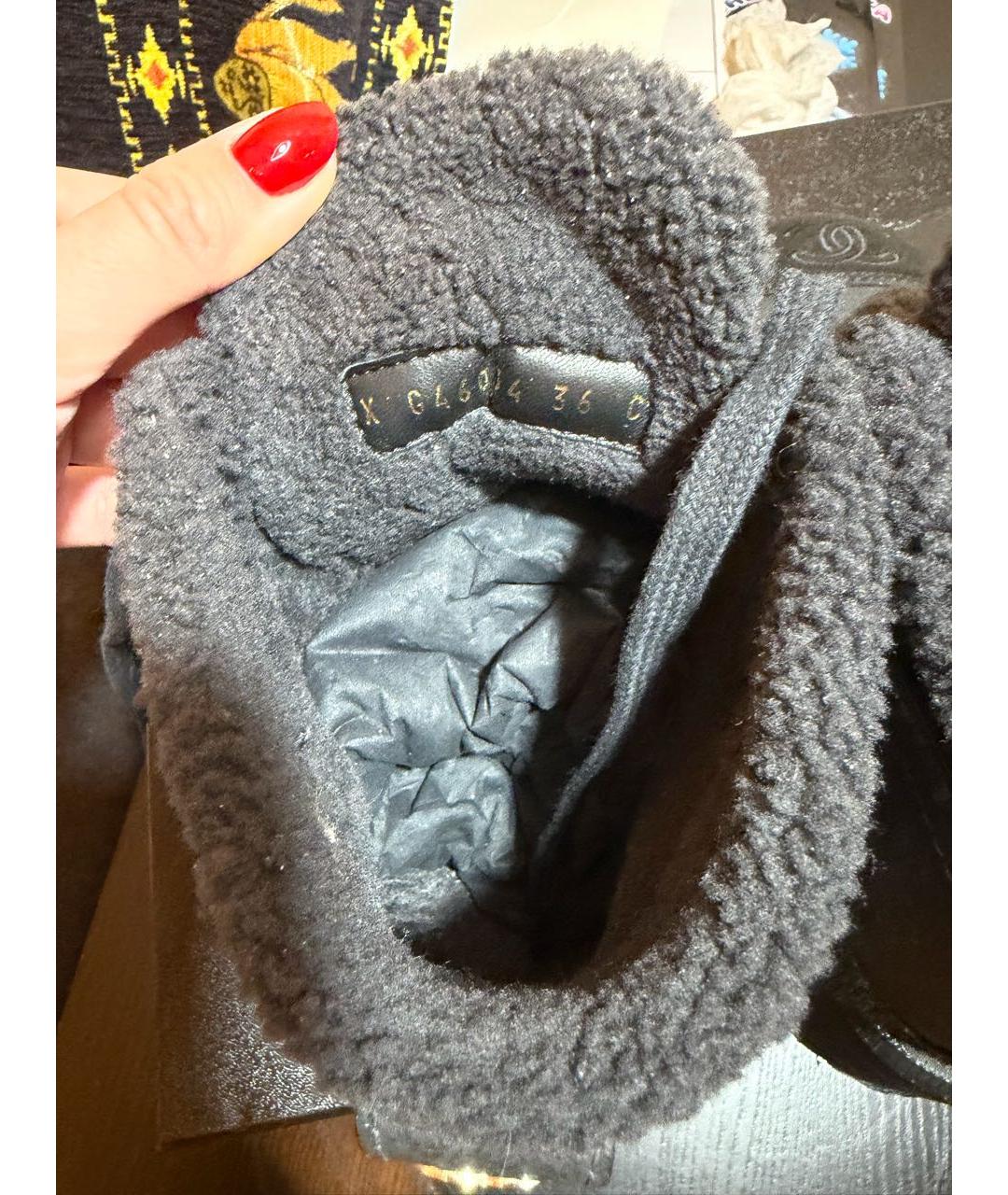 CHANEL Антрацитовые кожаные ботинки, фото 5