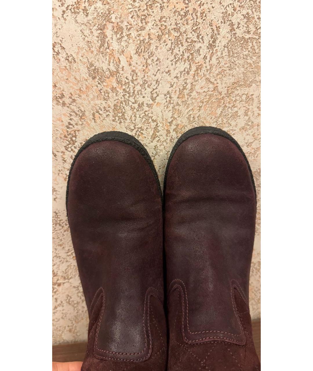 CHANEL Бордовые замшевые сапоги, фото 3