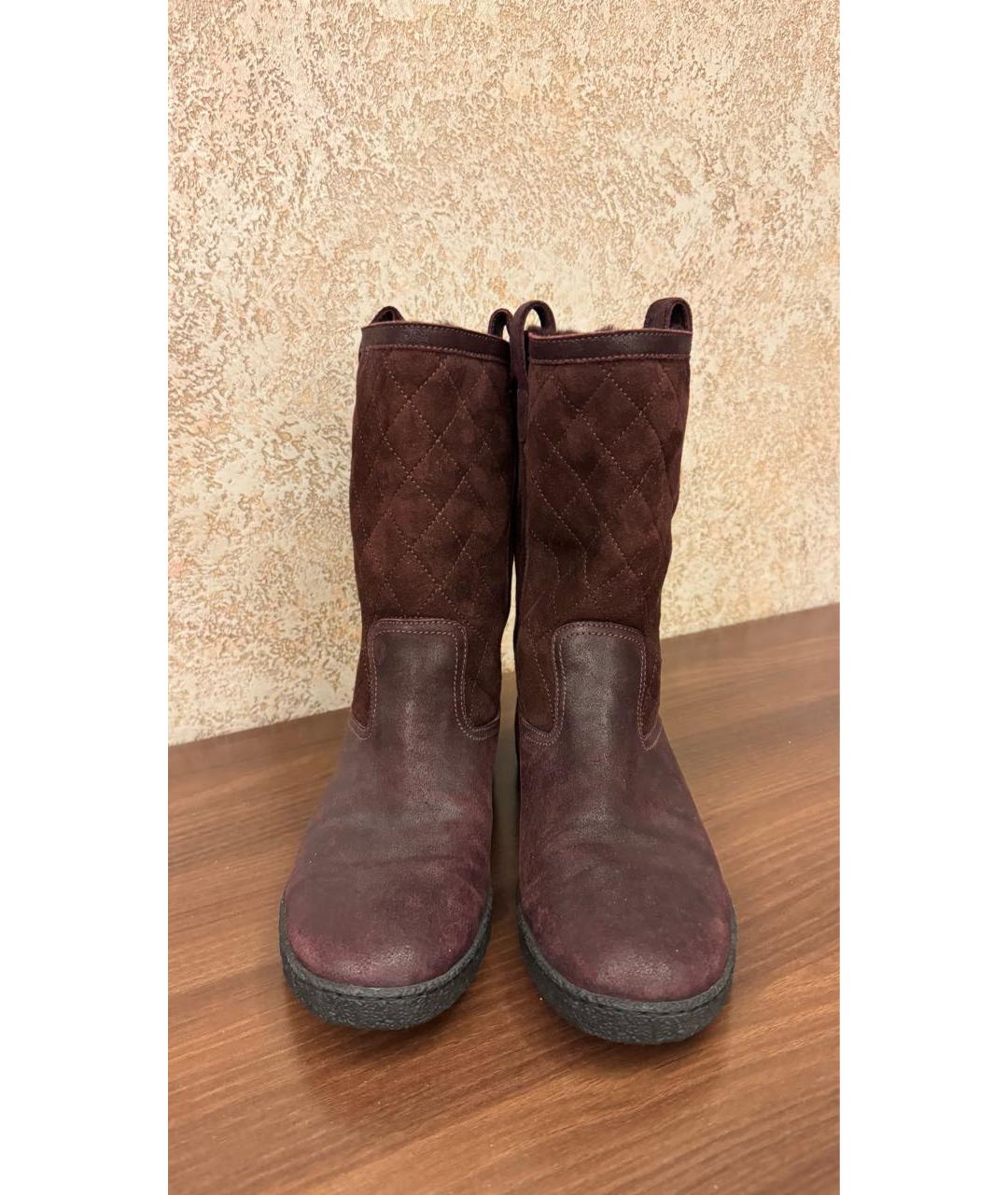CHANEL Бордовые замшевые сапоги, фото 2