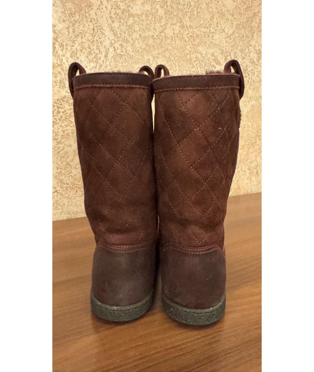 CHANEL Бордовые замшевые сапоги, фото 4