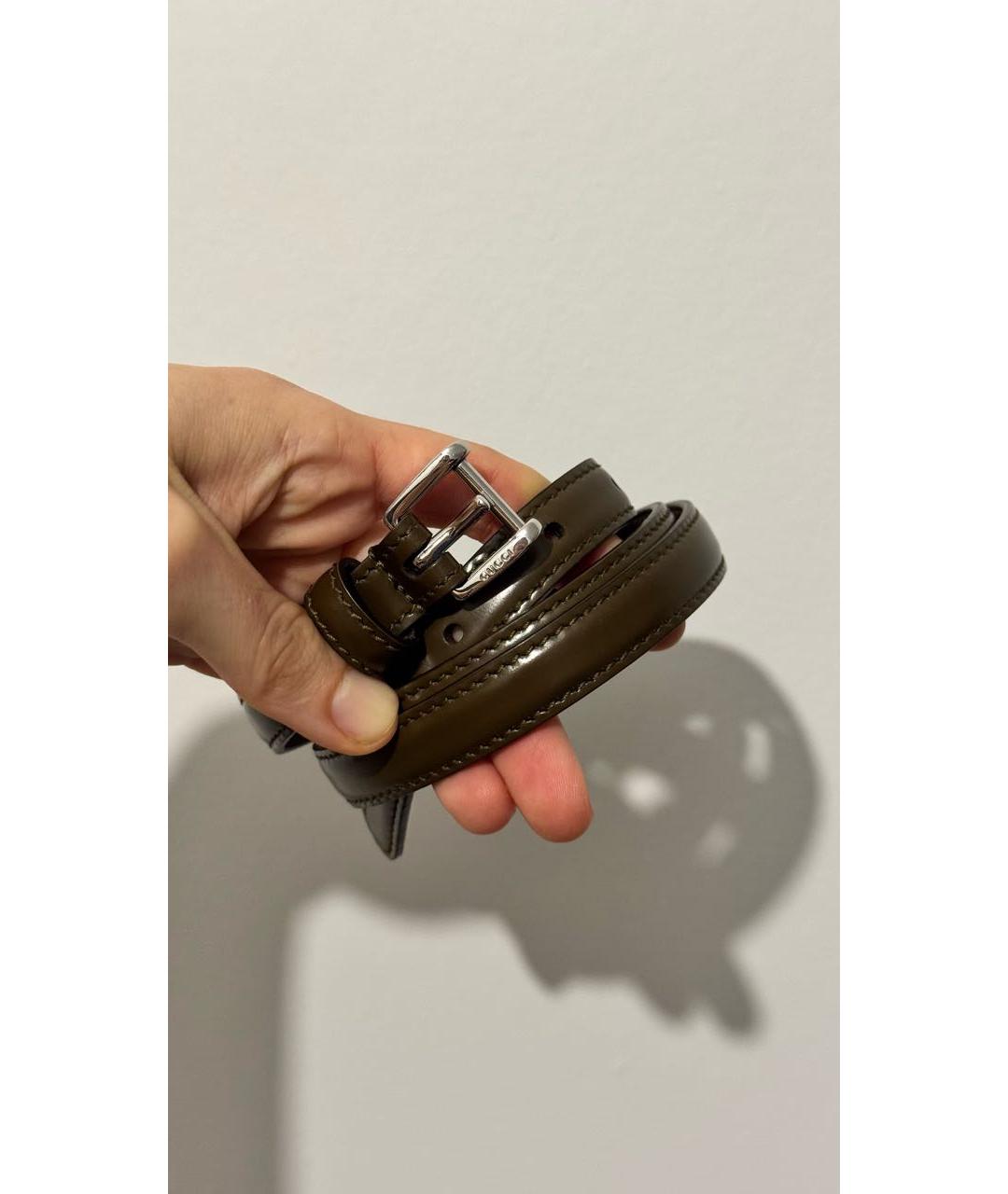 GUCCI Хаки кожаный ремень, фото 6