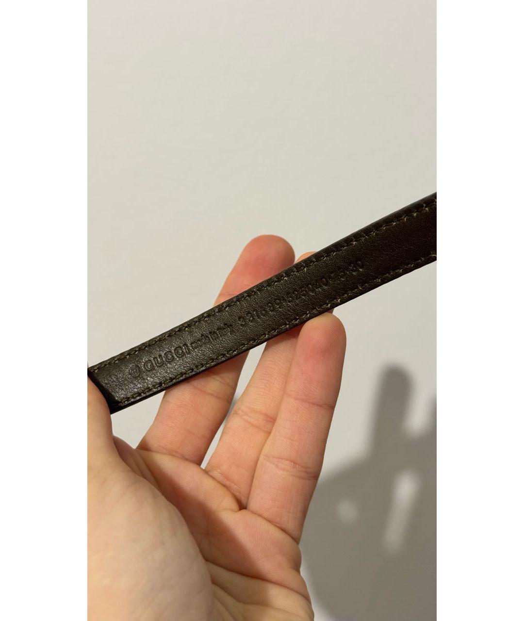 GUCCI Хаки кожаный ремень, фото 3