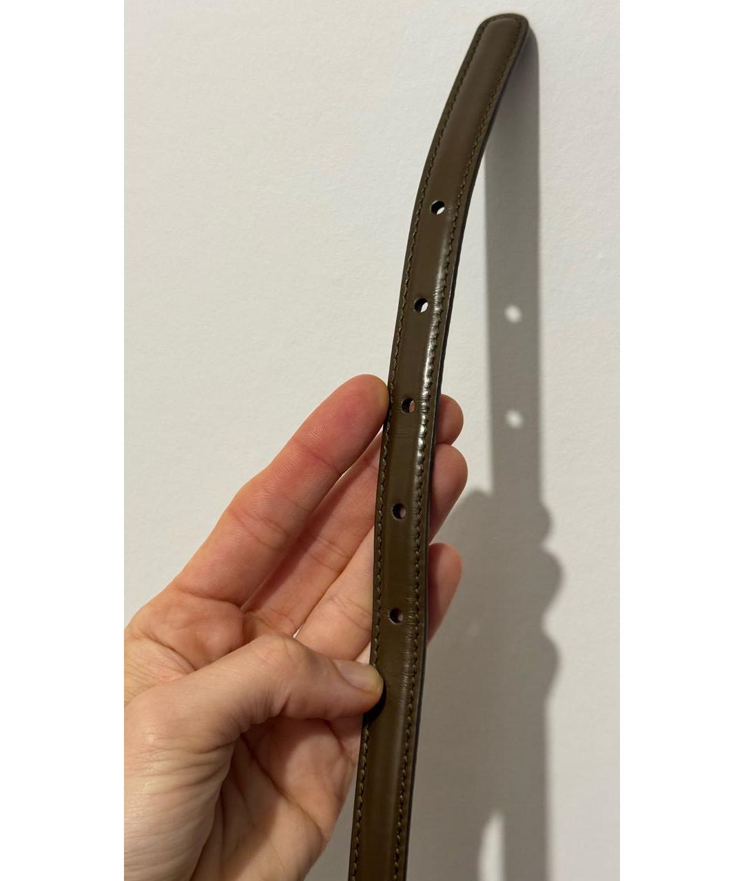 GUCCI Хаки кожаный ремень, фото 4
