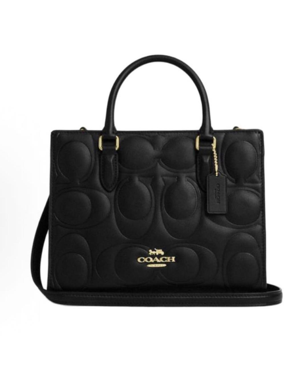 COACH Черная кожаная сумка тоут, фото 9