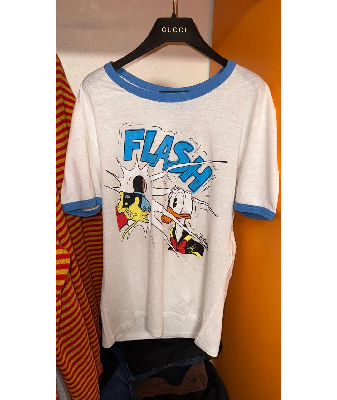 GUCCI Белая хлопко-леновая футболка, фото 5