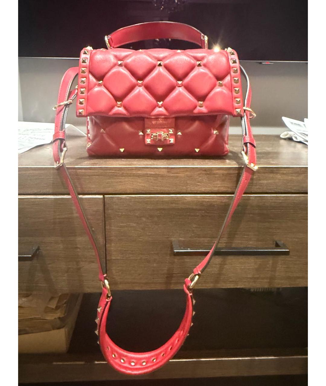 VALENTINO Красная кожаная сумка через плечо, фото 4