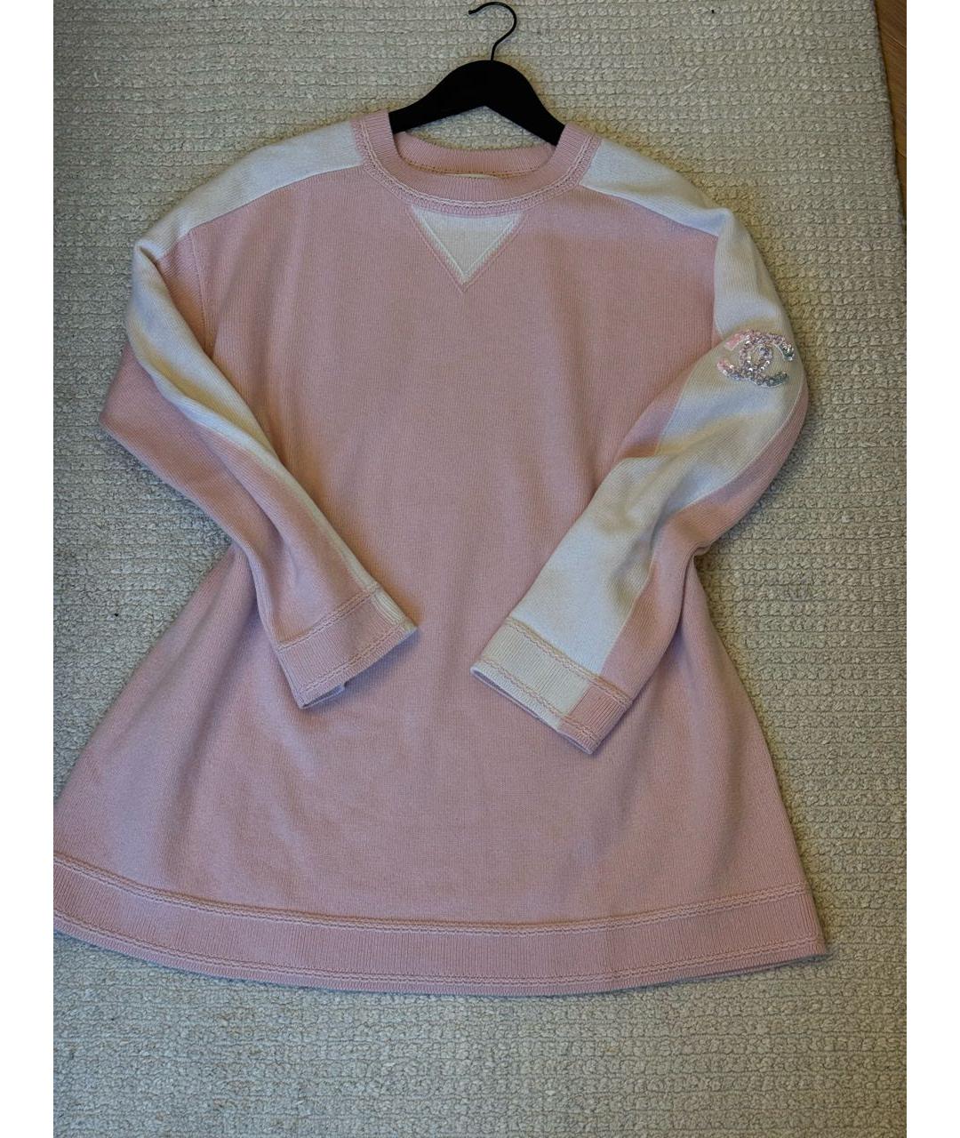 CHANEL Розовое кашемировое повседневное платье, фото 9