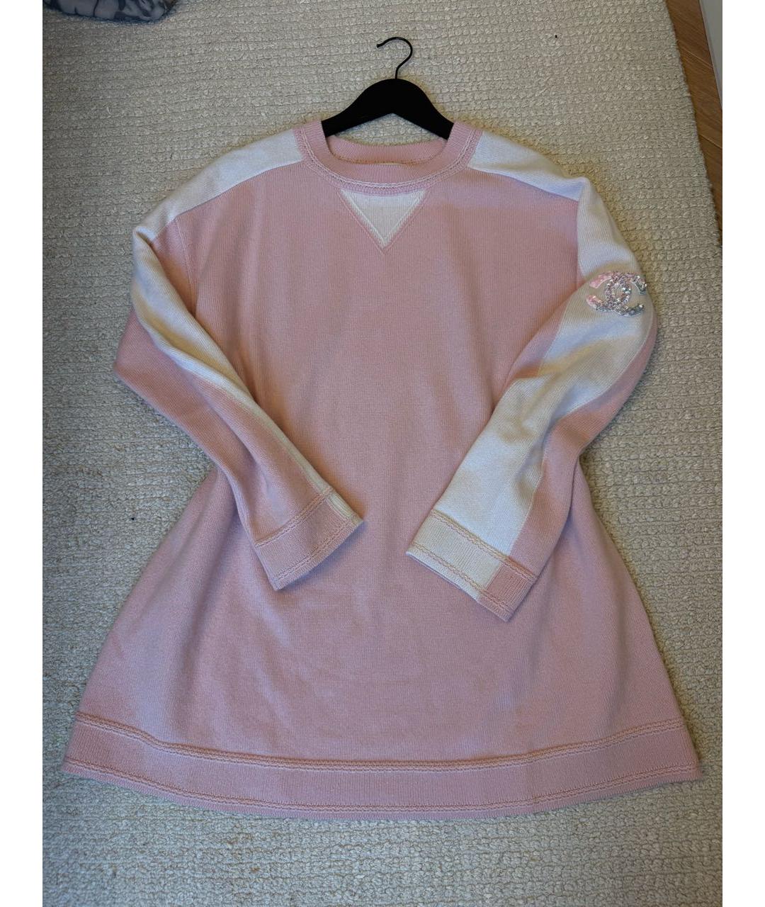 CHANEL Розовое кашемировое повседневное платье, фото 4
