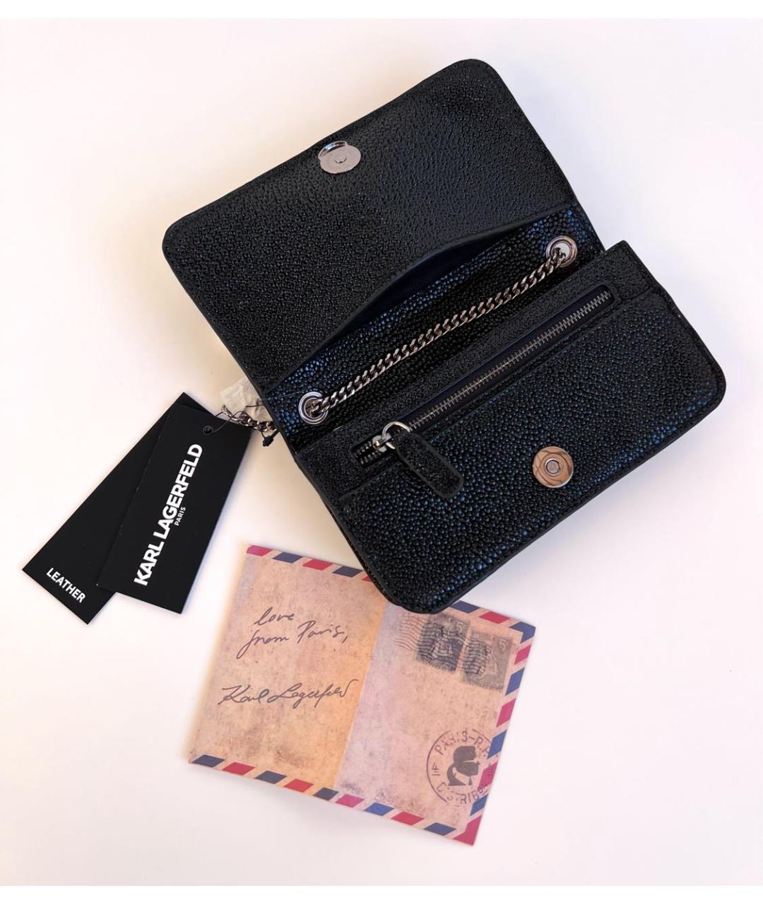 KARL LAGERFELD Черная кожаная сумка через плечо, фото 7