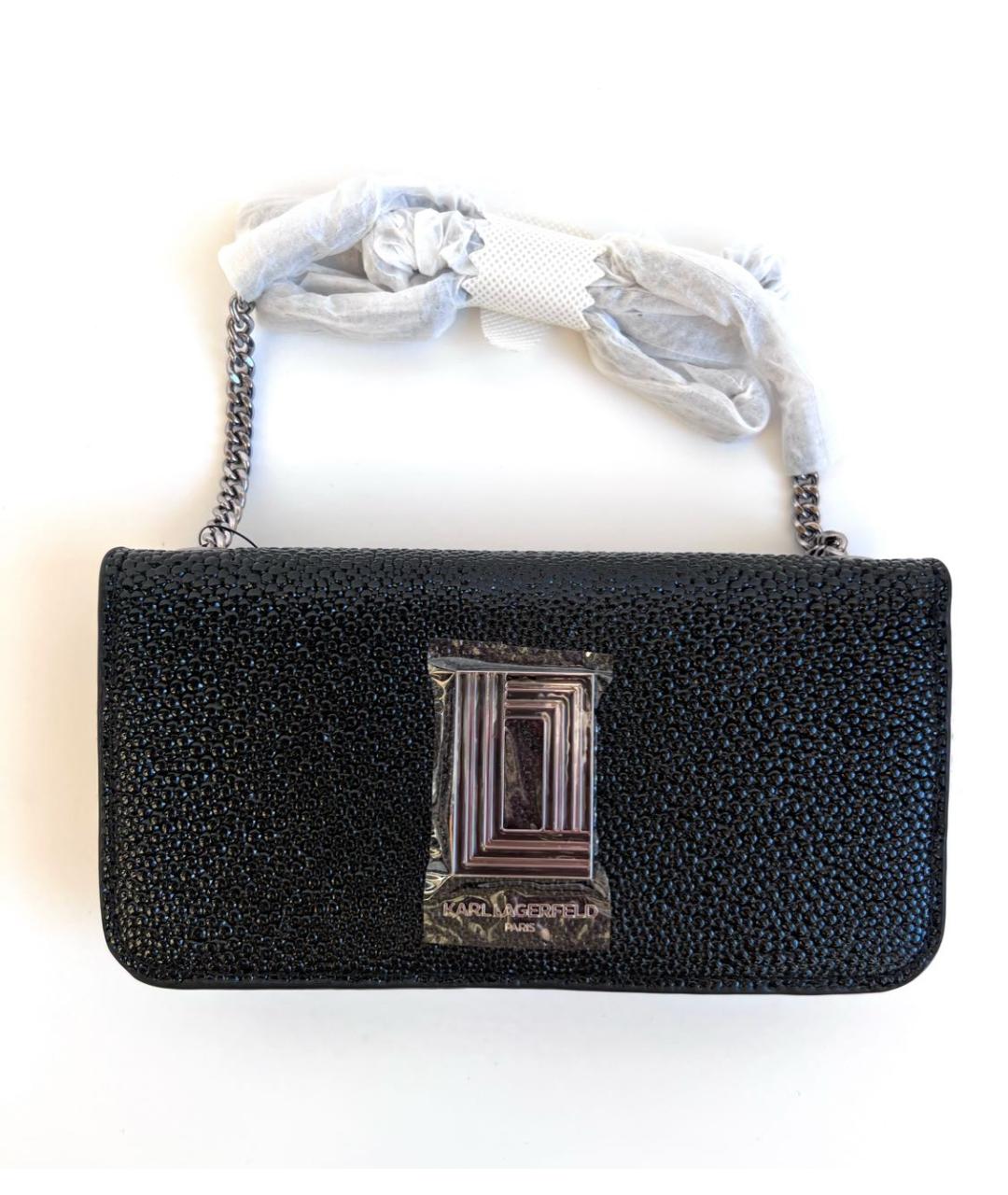 KARL LAGERFELD Черная кожаная сумка через плечо, фото 5
