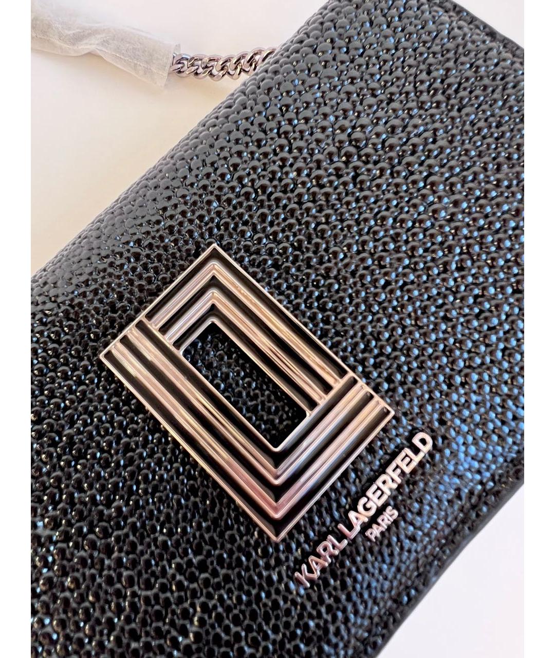 KARL LAGERFELD Черная кожаная сумка через плечо, фото 8