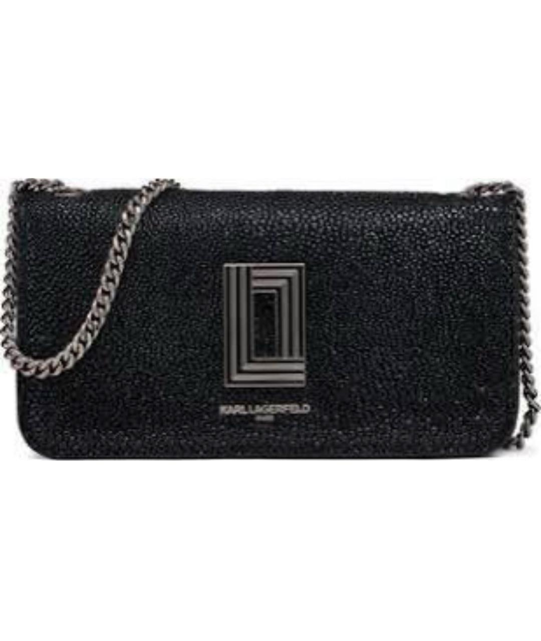 KARL LAGERFELD Черная кожаная сумка через плечо, фото 1