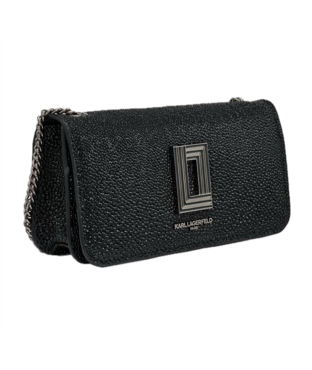 KARL LAGERFELD Черная кожаная сумка через плечо, фото 2