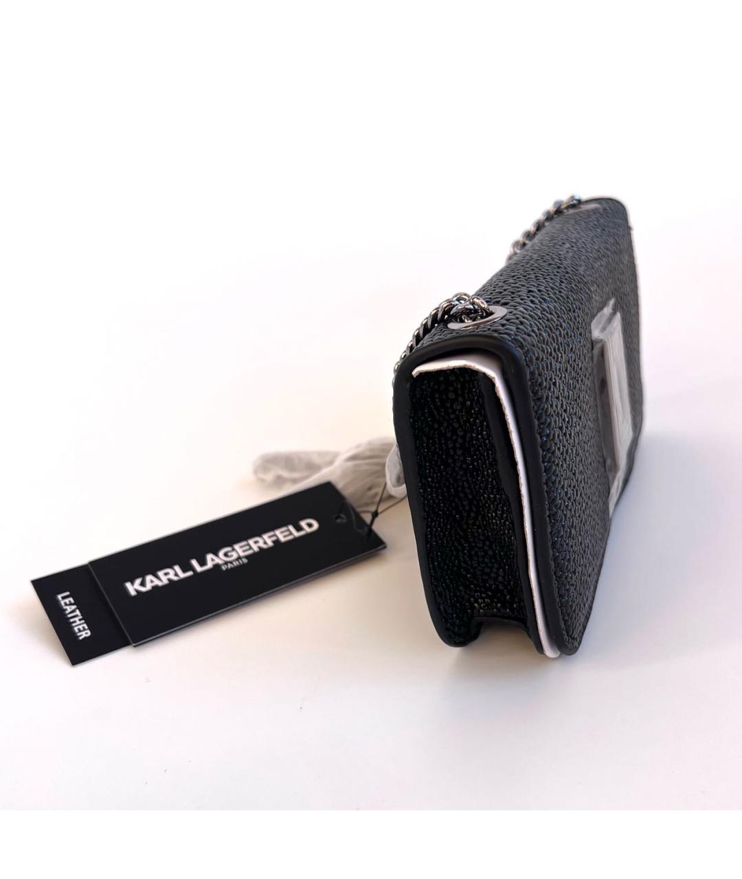 KARL LAGERFELD Черная кожаная сумка через плечо, фото 6