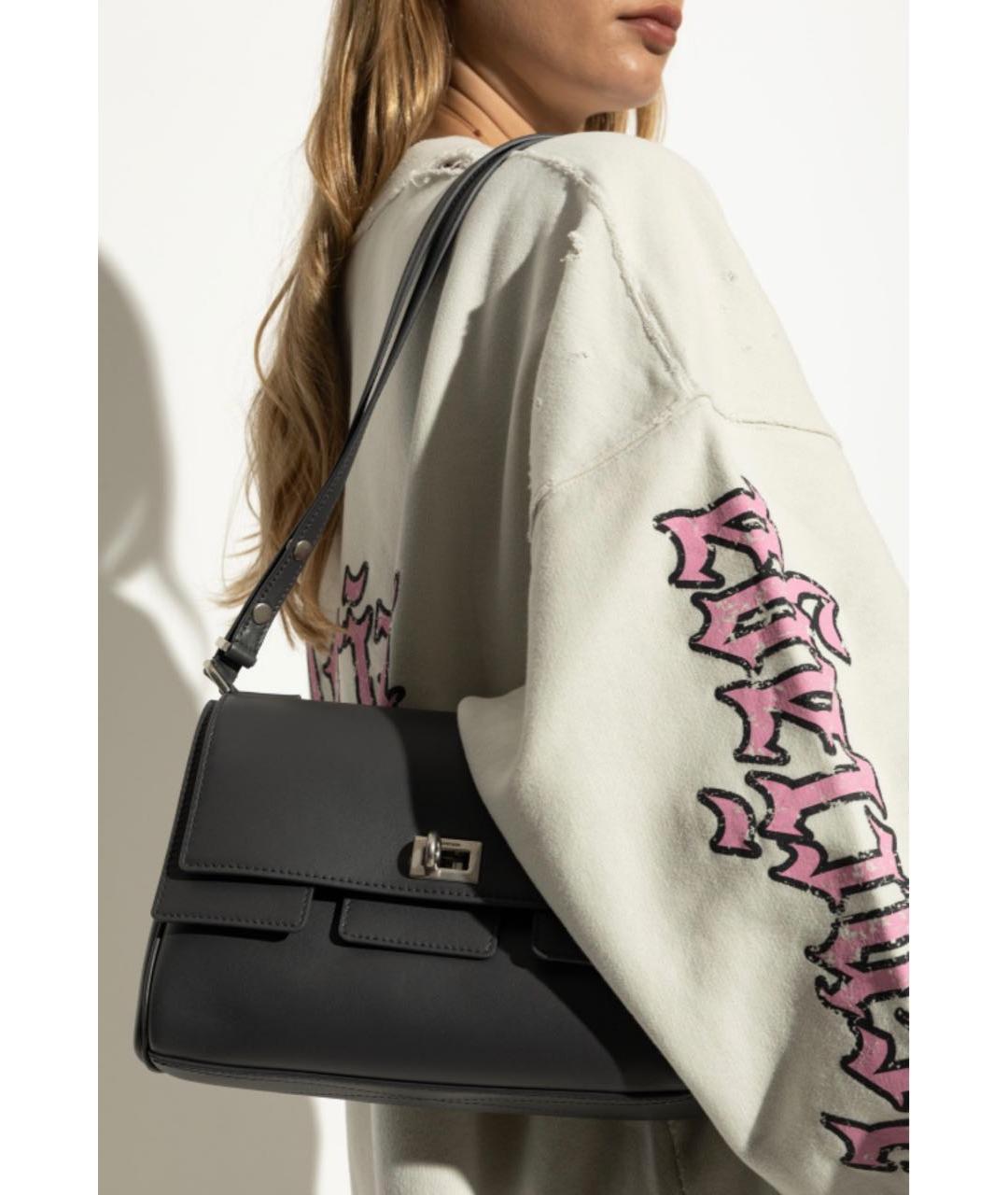 BALENCIAGA Антрацитовая кожаная сумка через плечо, фото 2