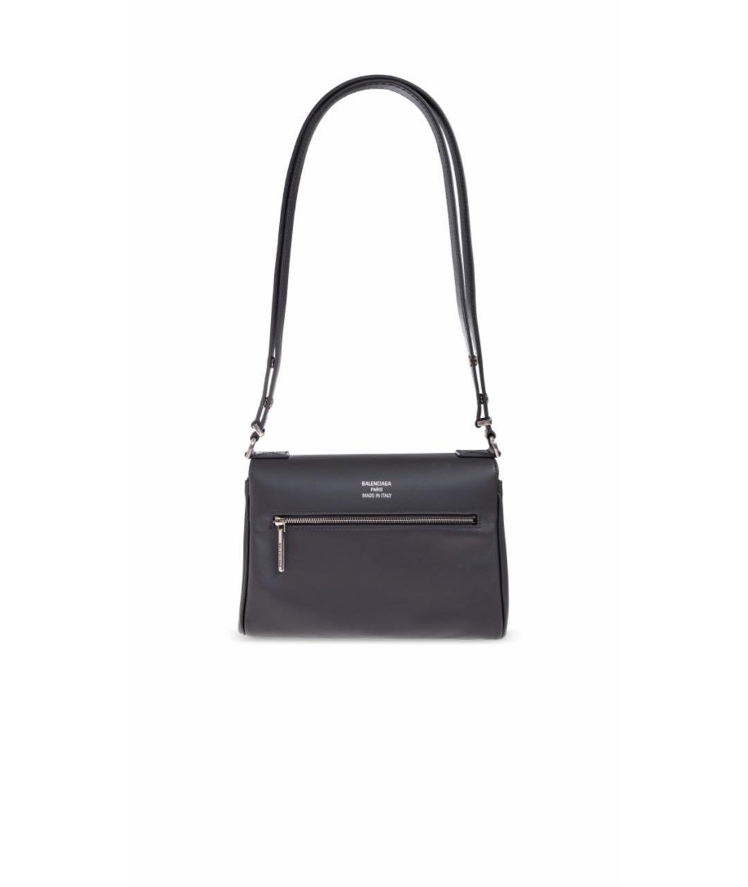BALENCIAGA Антрацитовая кожаная сумка через плечо, фото 6