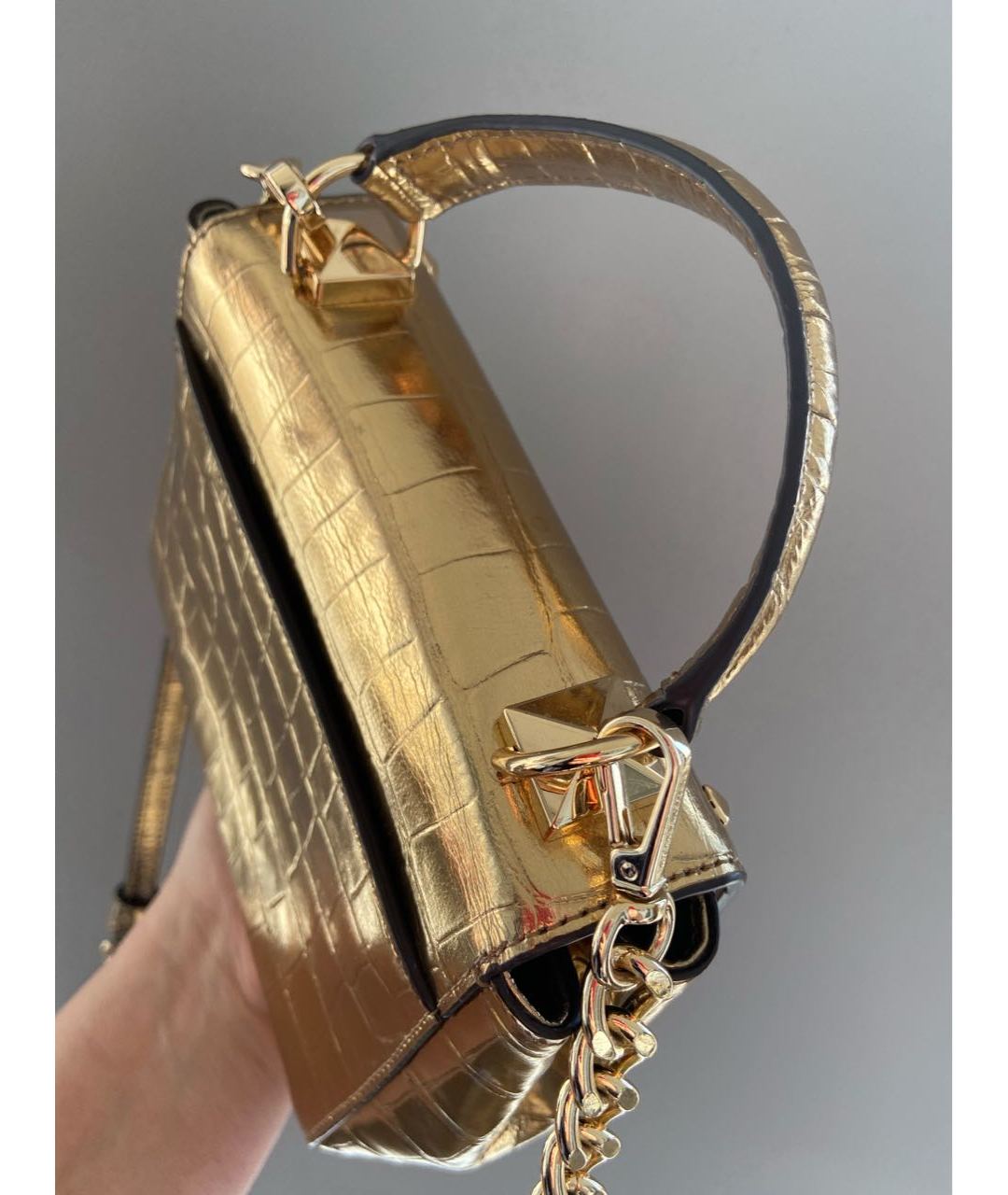 MICHAEL KORS Золотая сумка тоут из искусственной кожи, фото 3