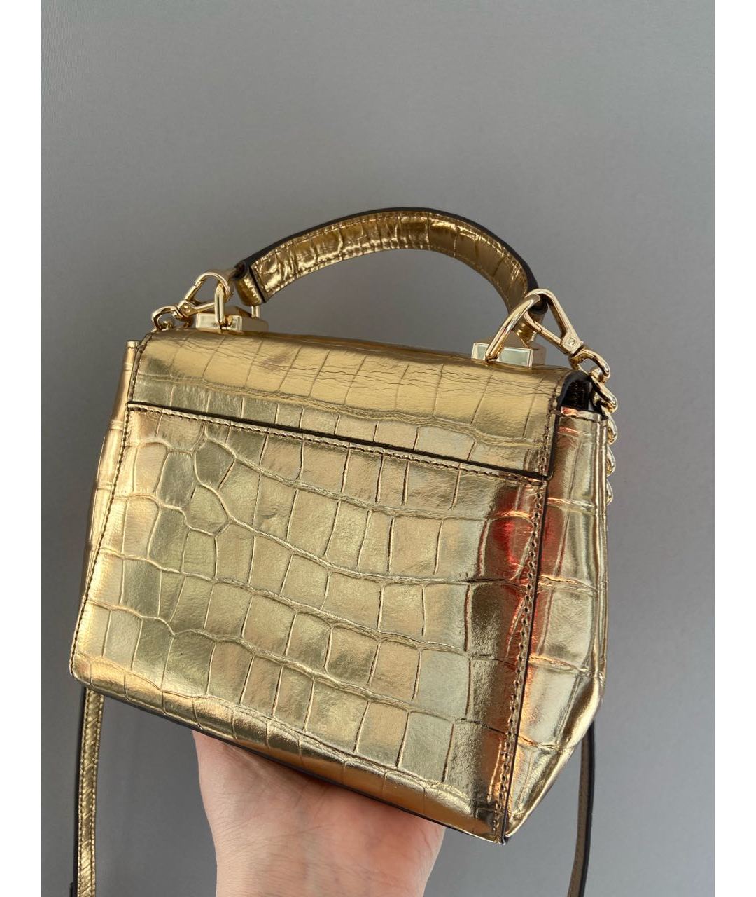 MICHAEL KORS Золотая сумка тоут из искусственной кожи, фото 2
