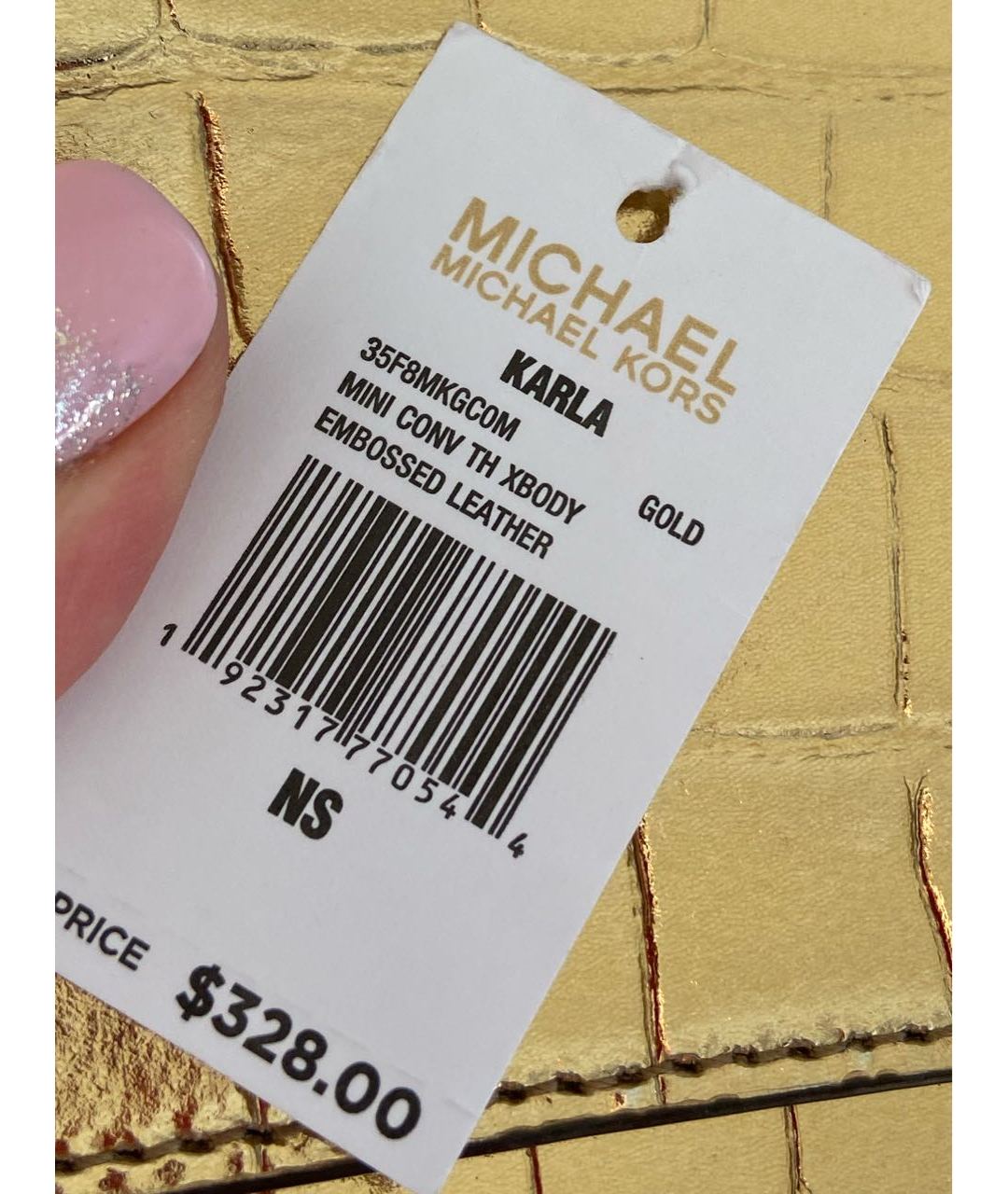 MICHAEL KORS Золотая сумка тоут из искусственной кожи, фото 5