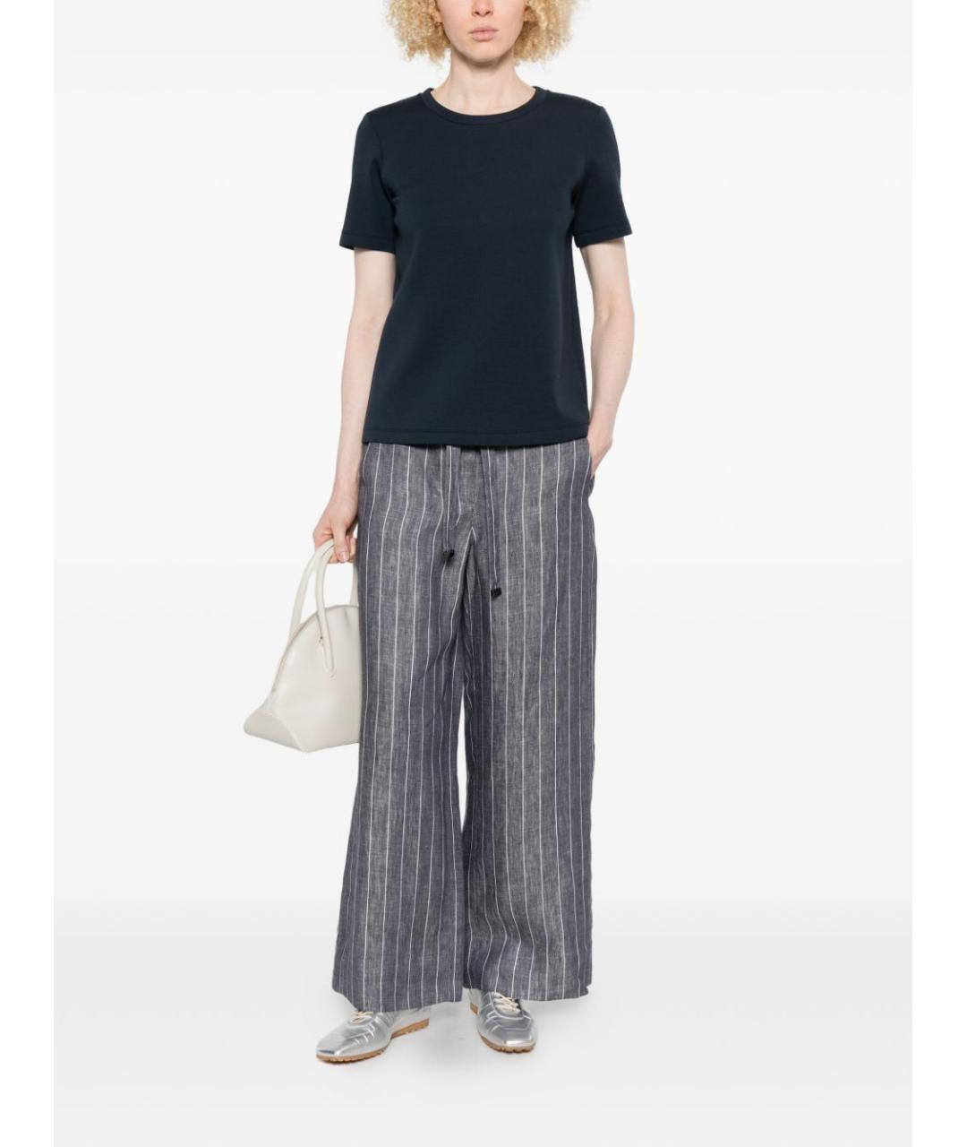 'S MAX MARA Синяя хлопковая футболка, фото 2