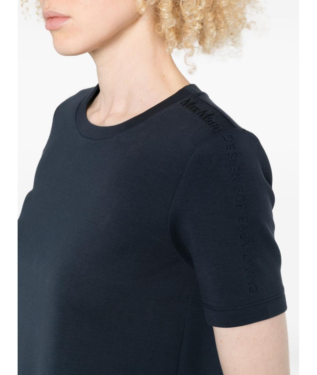 'S MAX MARA Синяя хлопковая футболка, фото 3