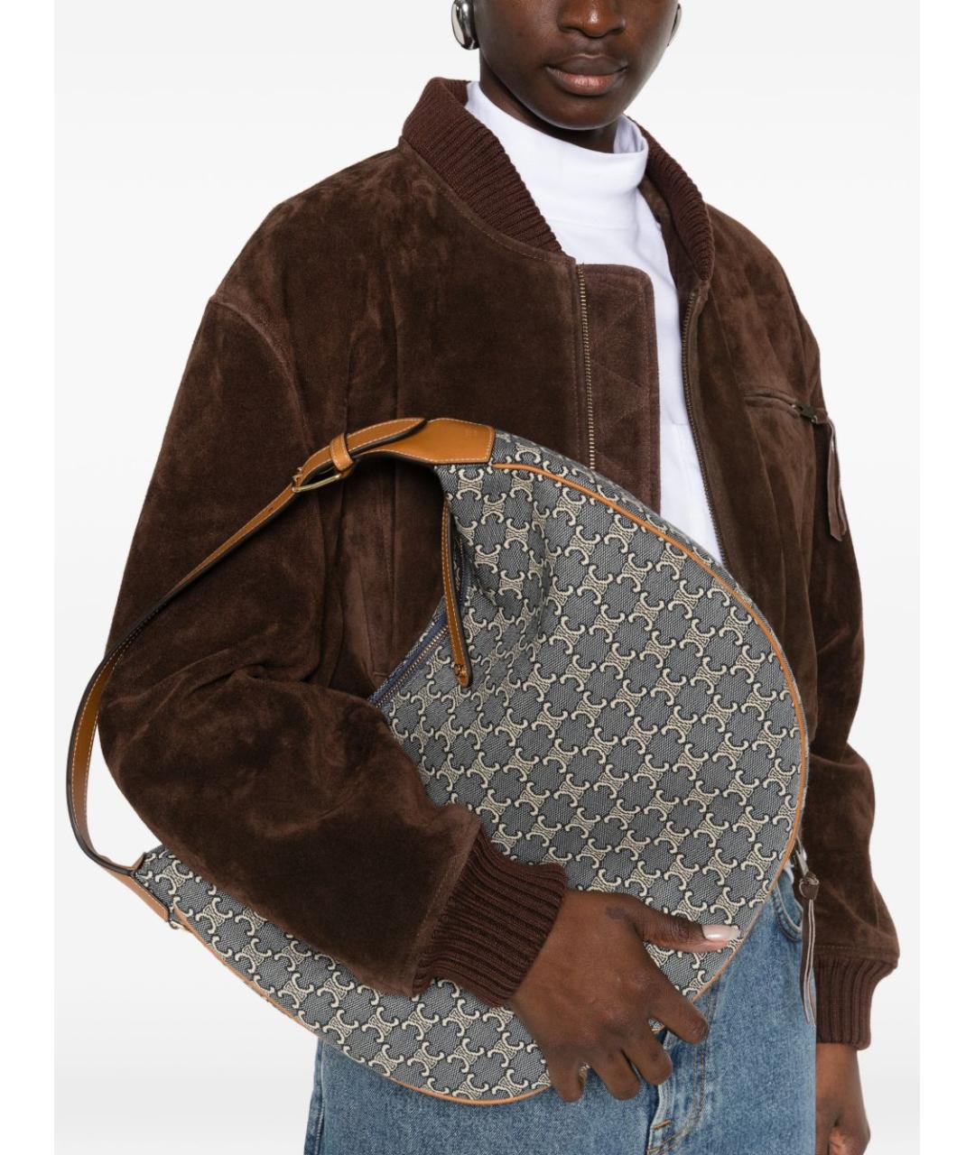 CELINE Голубая хлопковая сумка через плечо, фото 2