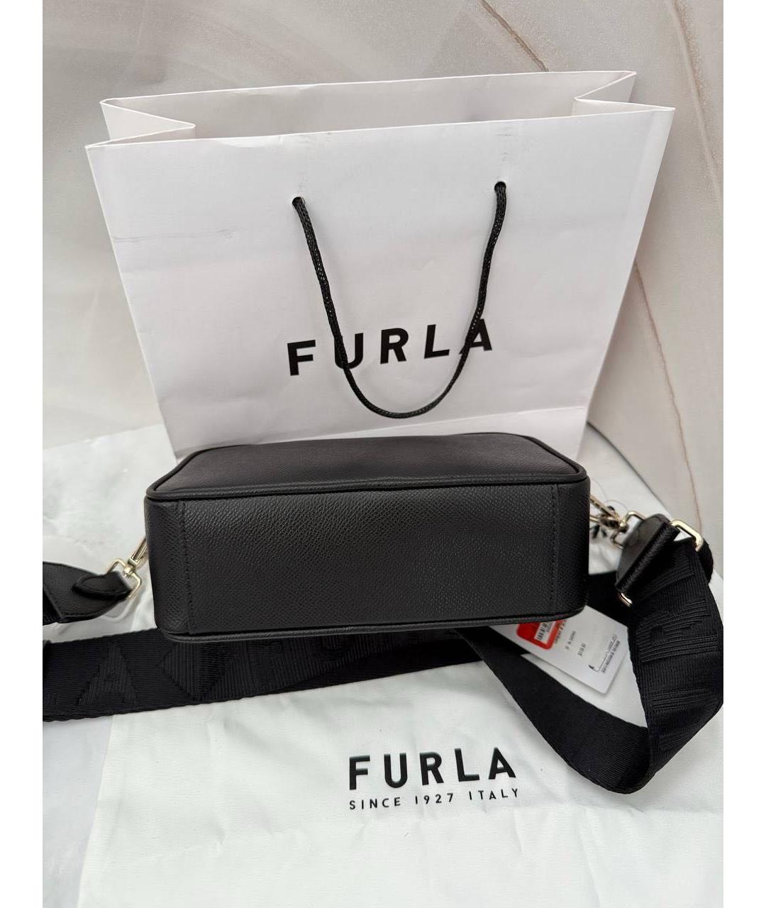 FURLA Черная кожаная сумка через плечо, фото 4